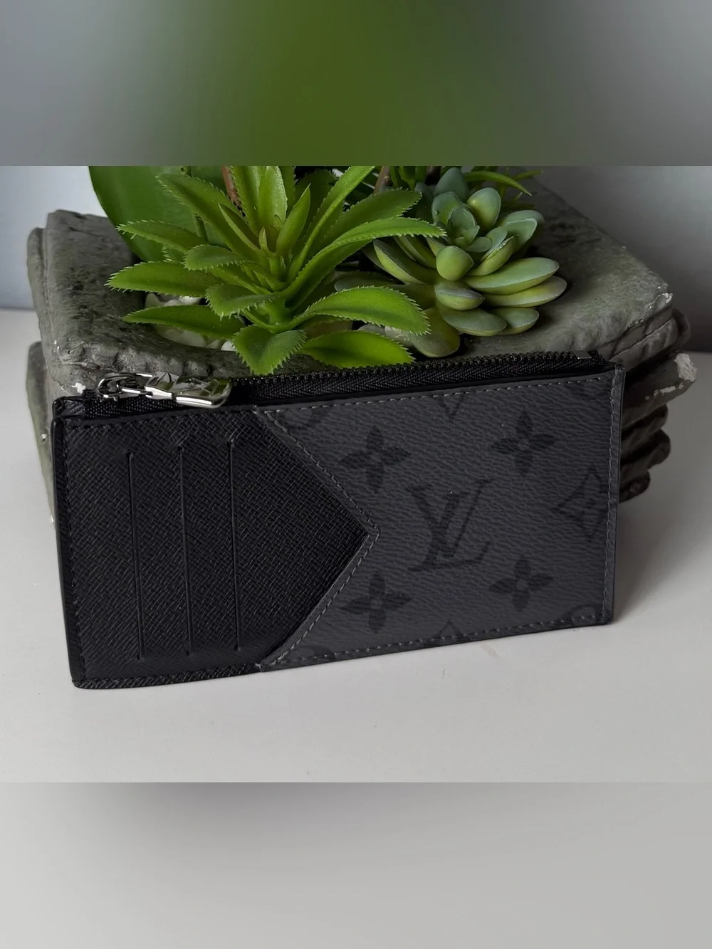 LOUIS VUITTON Coin Card Holder Monogram Eclipse Canvas